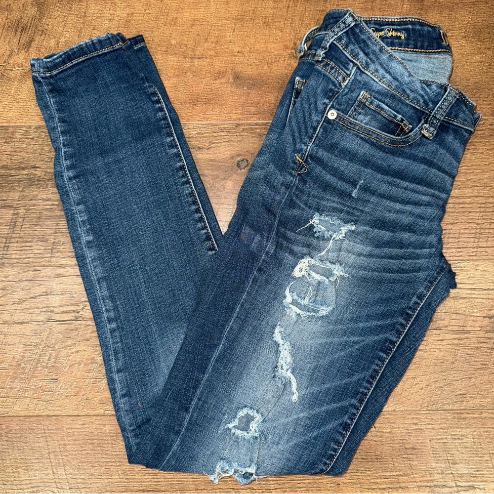 Decree Super Skinny Distressed Women's Blue Jeans